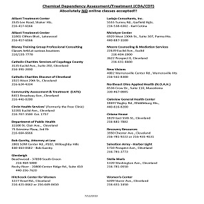 Approved Dependency Assessment/<br> Treatment Providers