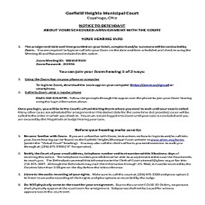 Zoom Arraignment Notice
