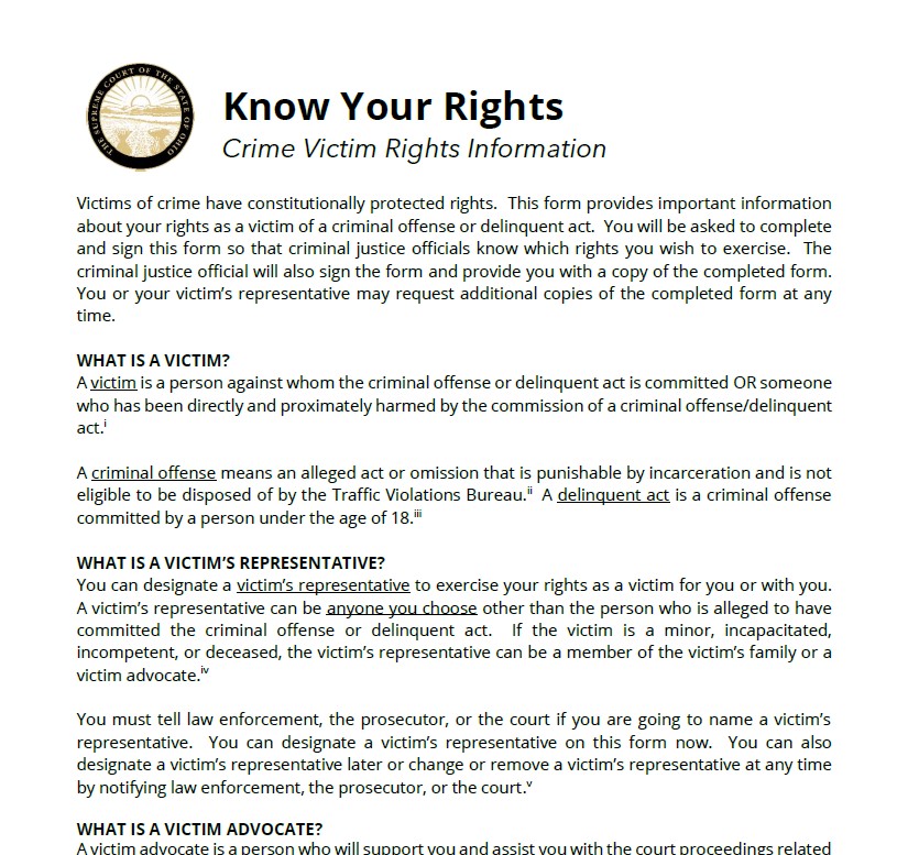 Victim Rights Information & Form