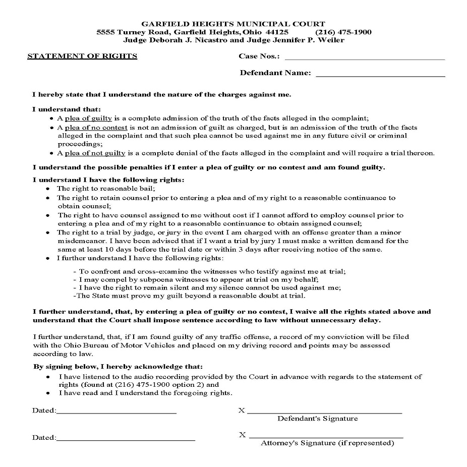 Plea Form
