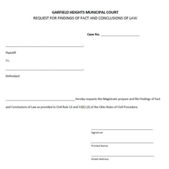 Request for Findings of Fact
